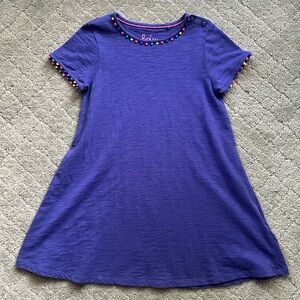 LAST CHANCE! Mini Boden Blue Dress Size 7-8 Colorful Bobble Trim—deep discount!